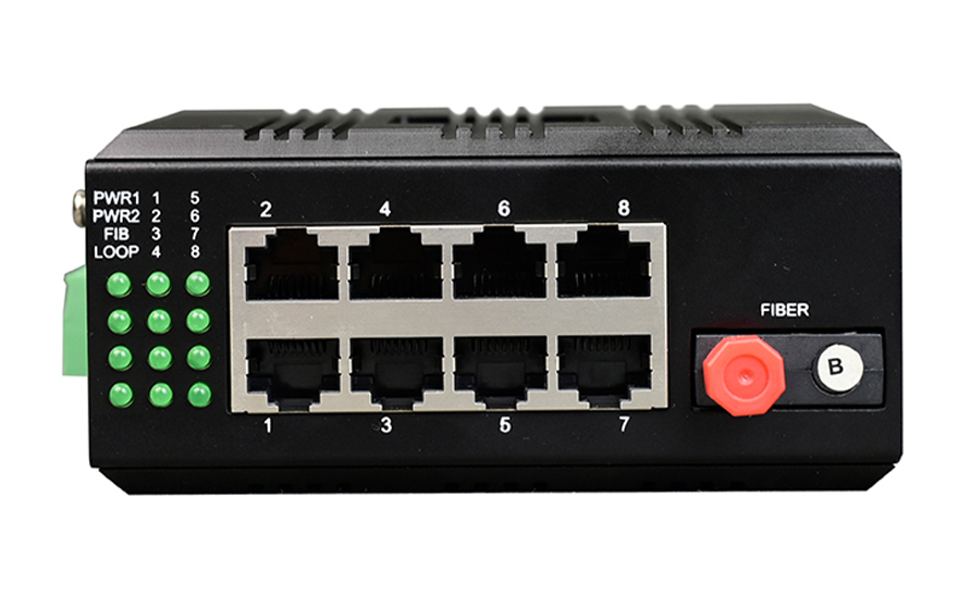 羞羞视频在线科技-mini工業軌式1路百兆光+8路百兆電光纖收發器